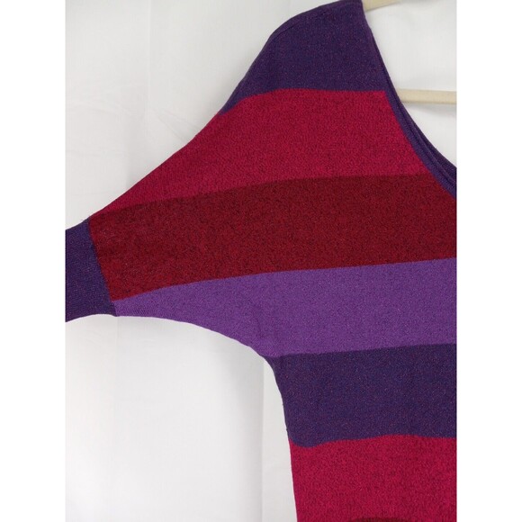 Express Women Striped Multicolor Mettalic Short Sleeve Vneck Sweater Size Xsmall - Picture 2 of 8